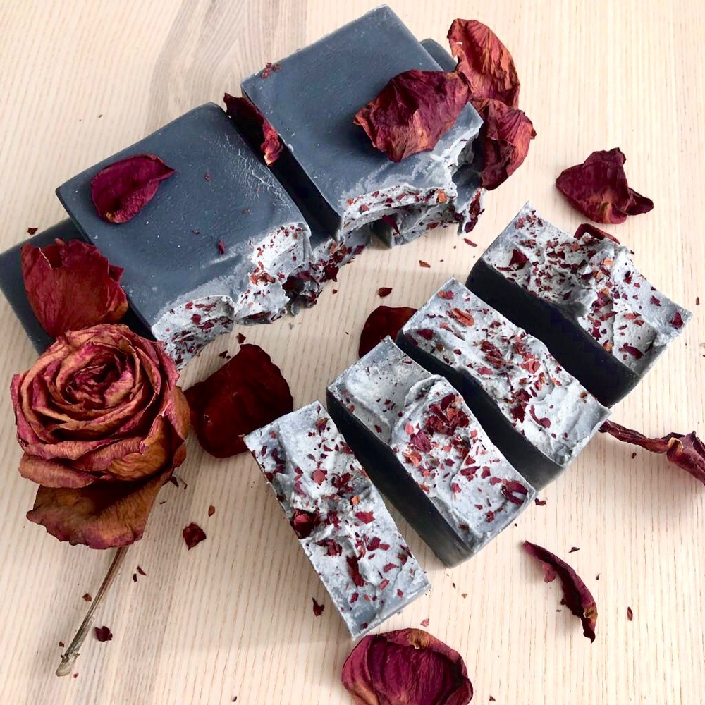 Activated Charcoal Rose | Handcrafted Body Soap - SET OF 2